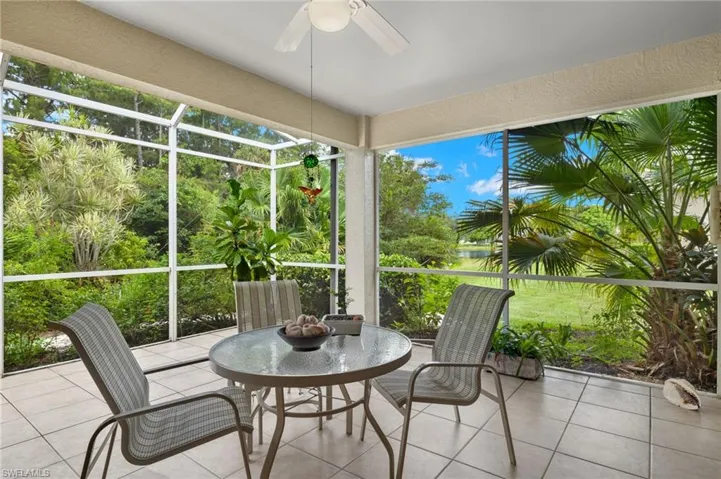 Lanai with preserve and pond view