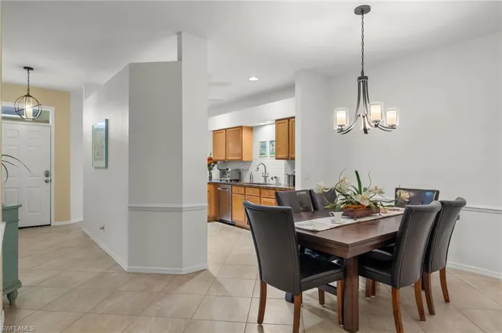 Dining space with new chandelier
