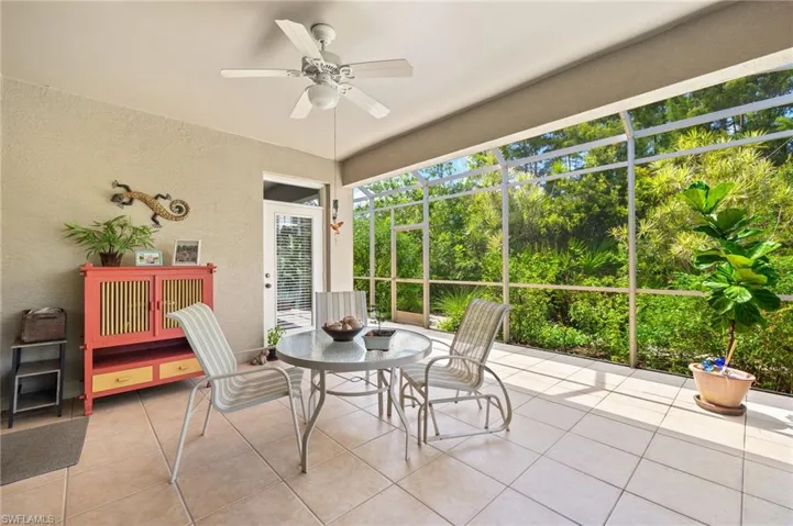 Lanai facing preserve and butterfly garden pathway