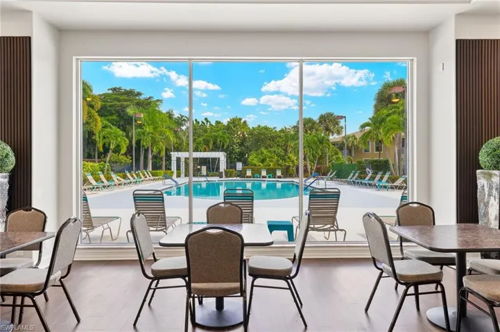 View of swimming pool from inside the club