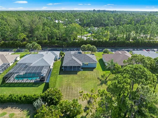 Aerial view of back yard