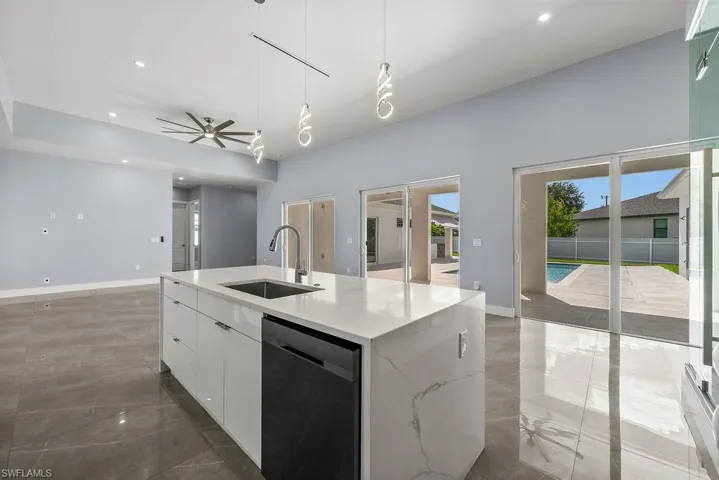 Kitchen with view of the patio