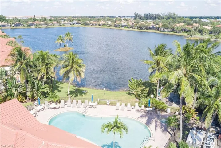Drone / aerial view of a nearby body of water