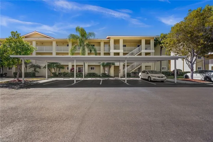 Covered parking lot with stairway