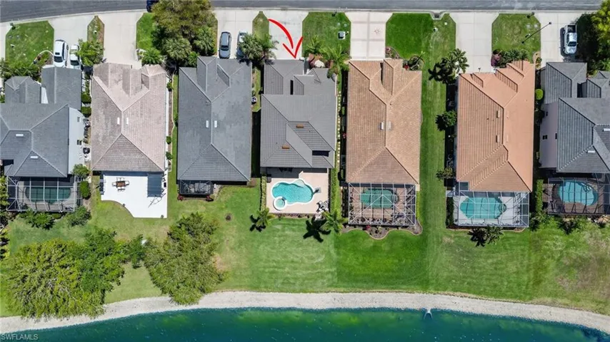 Aerial perspective of suburban area