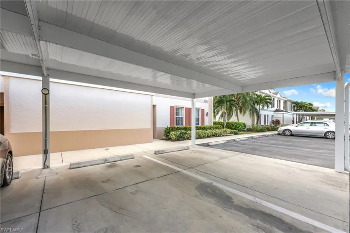 View of covered parking lot