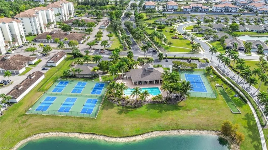 Aerial view of property and surrounding area featuring nearby suburban area and a nearby body of water