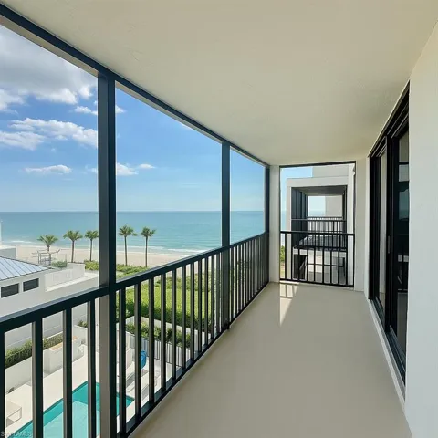 Balcony with a water view