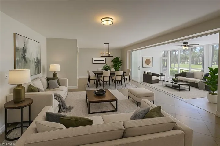 Virtual staging of Dining and Living area