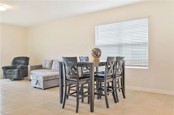 View of tiled dining space