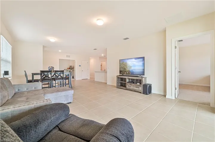 View of tiled living room