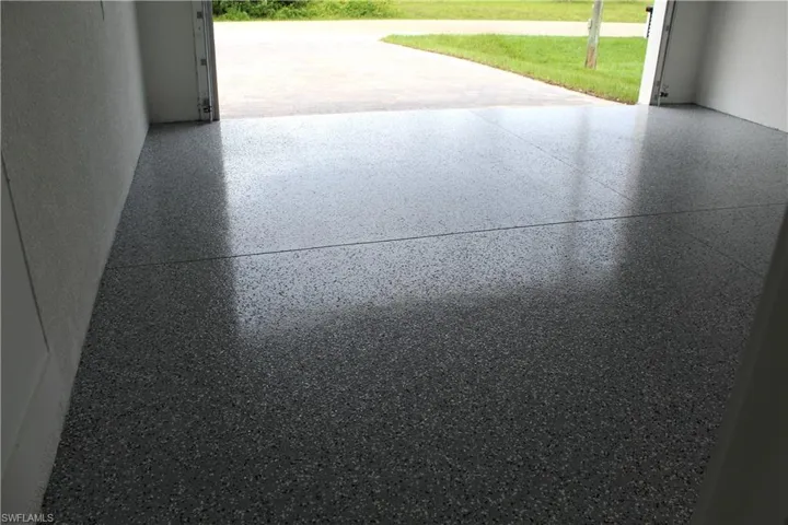 View of garage epoxy floor