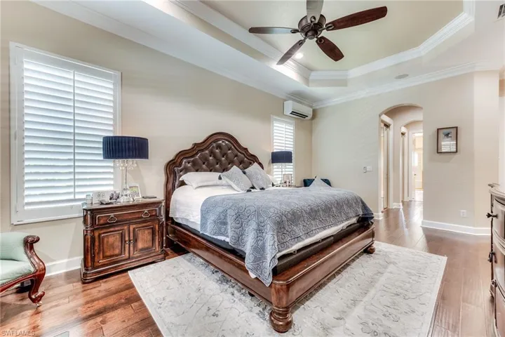Primary bedroom with split A/C unit for those that like a cooler sleeing environment