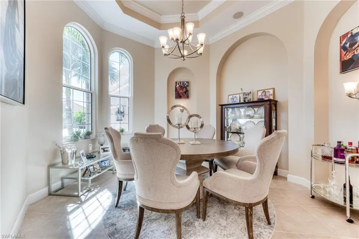 Dining room on one side of the entrance foyer