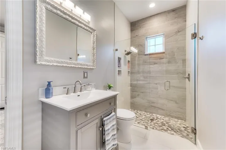 Updated pool bath next to bedroom #4