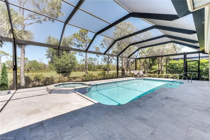 Picture frame screens on all 3 sides of the pool and spa deck