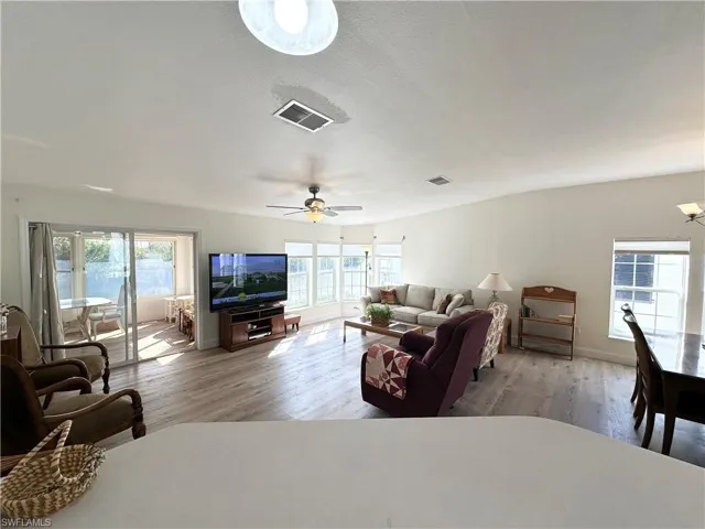 Looking out from kitchen toward rear of residence