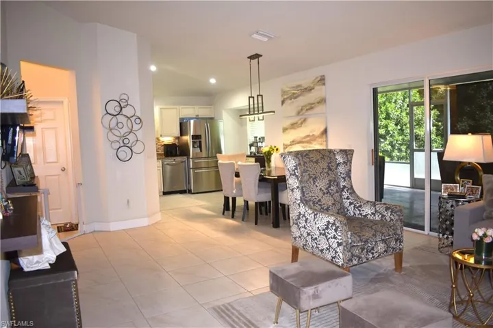 View of tiled living room