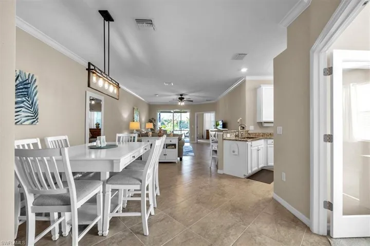 View from foyer into main living area and kitchen
