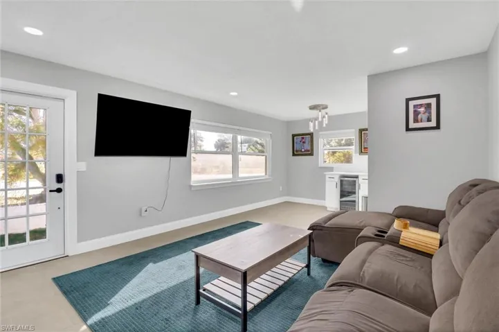 Living area featuring recessed lighting