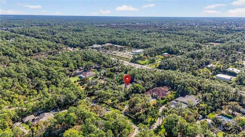 Bird's eye view of a heavily wooded area