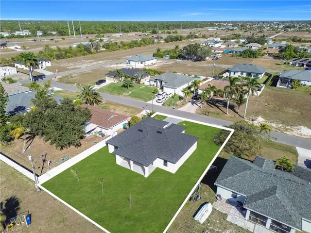 Aerial perspective of suburban area