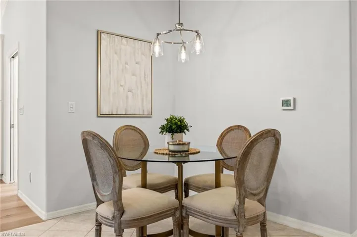 View of tiled dining space