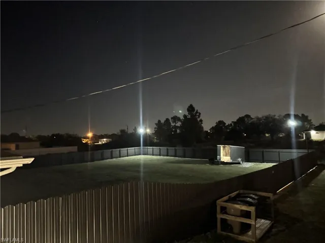 View of Yard at night