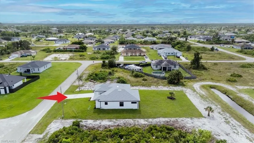Aerial perspective of suburban area