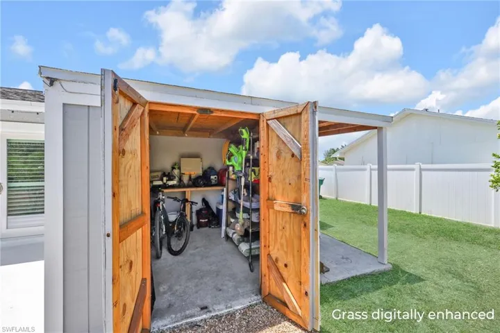 View of outdoor structure for storage