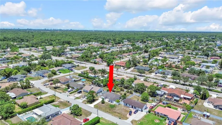Aerial view of residential area