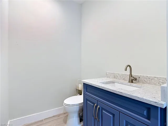 downstairs half bath leads to the outside