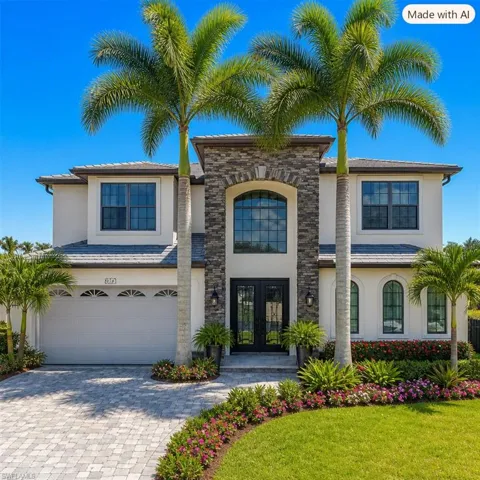 AI generated landscaping enhances entrance