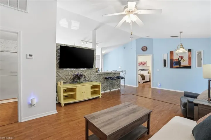 Open living, kitchen & dining area