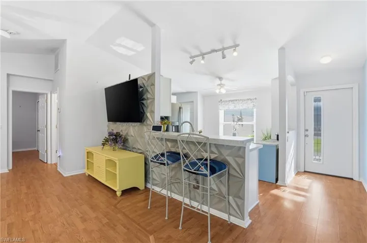 Open living, kitchen & dining area