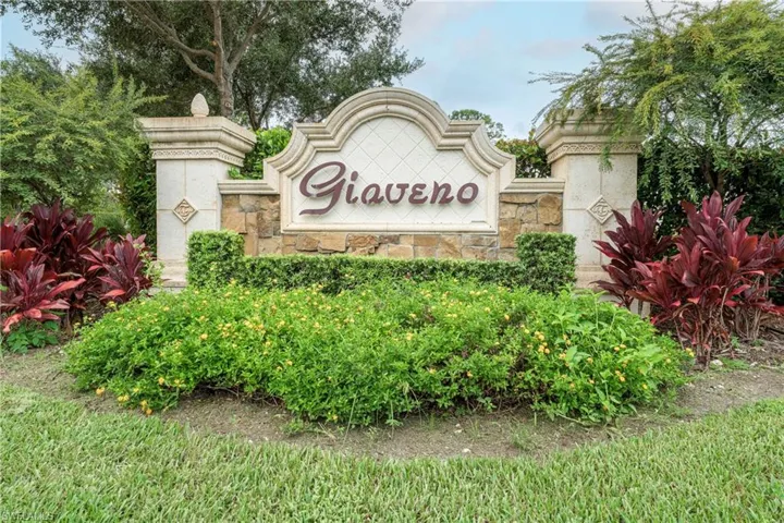 View of the Giaveno neighborhood sign with in Treviso Bay