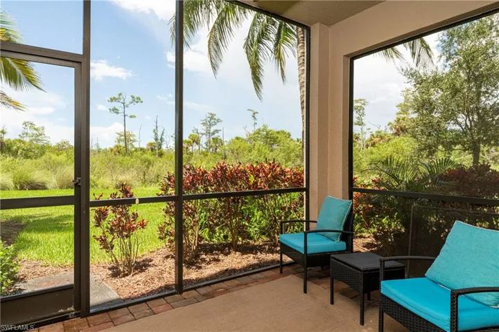 View of lanai with preserve view beyond