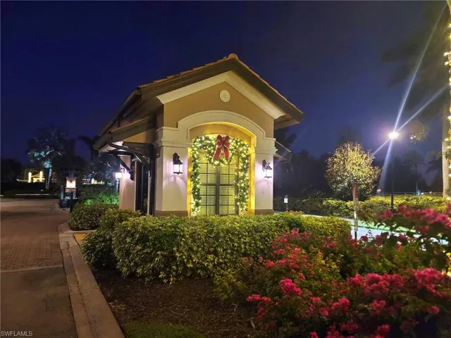 View of exterior entry at twilight