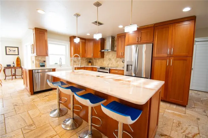 Island with sink.