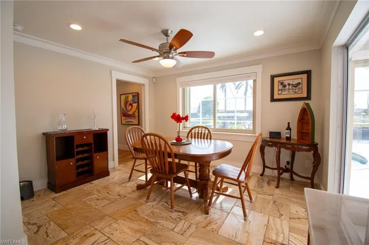 Dining room with water view