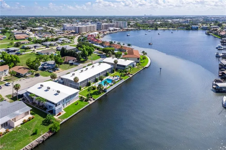 Drone / aerial view of a large body of water