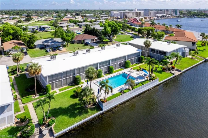 Drone / aerial view of a nearby body of water