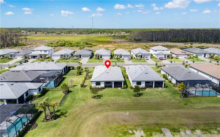 Aerial perspective of suburban area