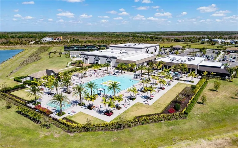 Drone / aerial view of a pool area