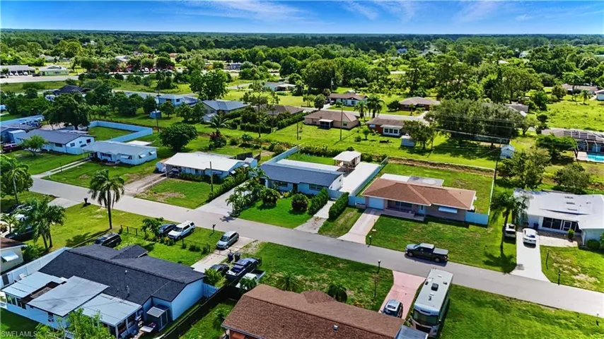 Aerial perspective of suburban area