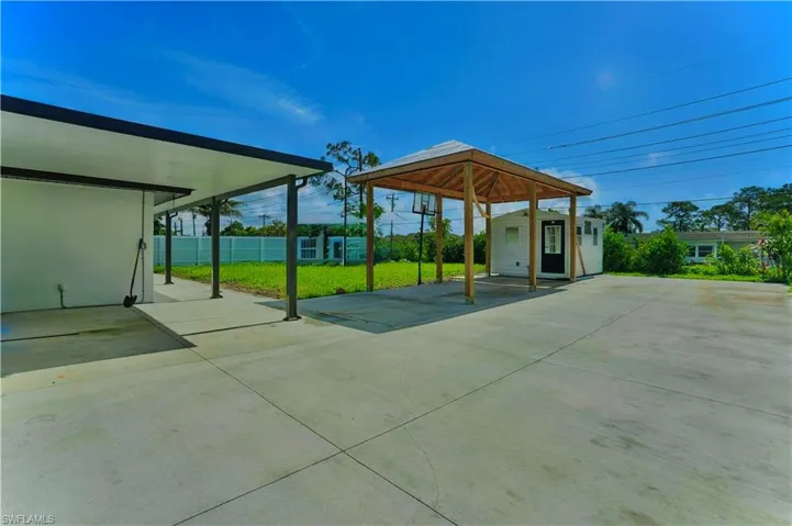 View of patio / terrace with an outdoor structure and a gazebo