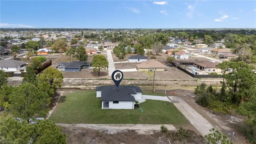 Aerial view of residential area