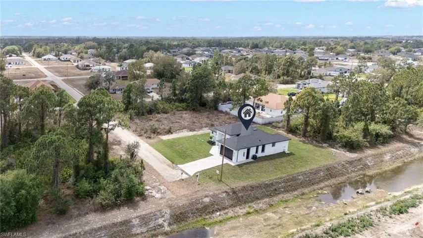 Aerial perspective of suburban area
