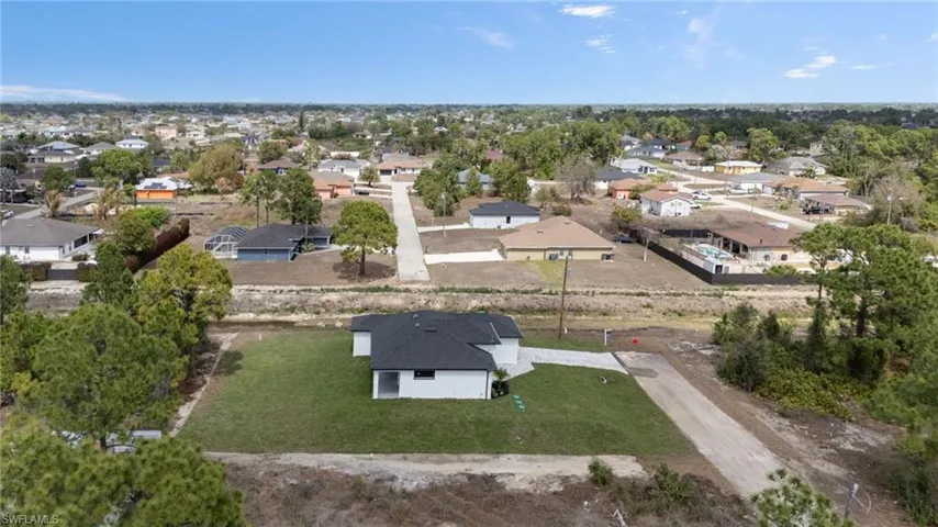 Aerial perspective of suburban area