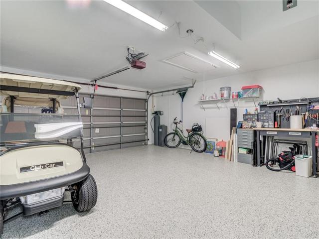 2 car garage features epoxy flooring